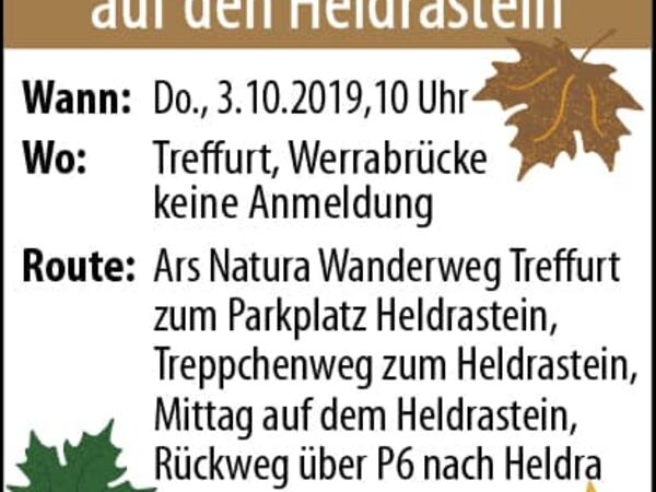 Einladung zur Wanderung am Tag der Deutschen Einheit auf den Heldrastein